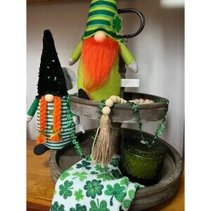 Lot of St Patricks Gnomes Tiered tray Decor